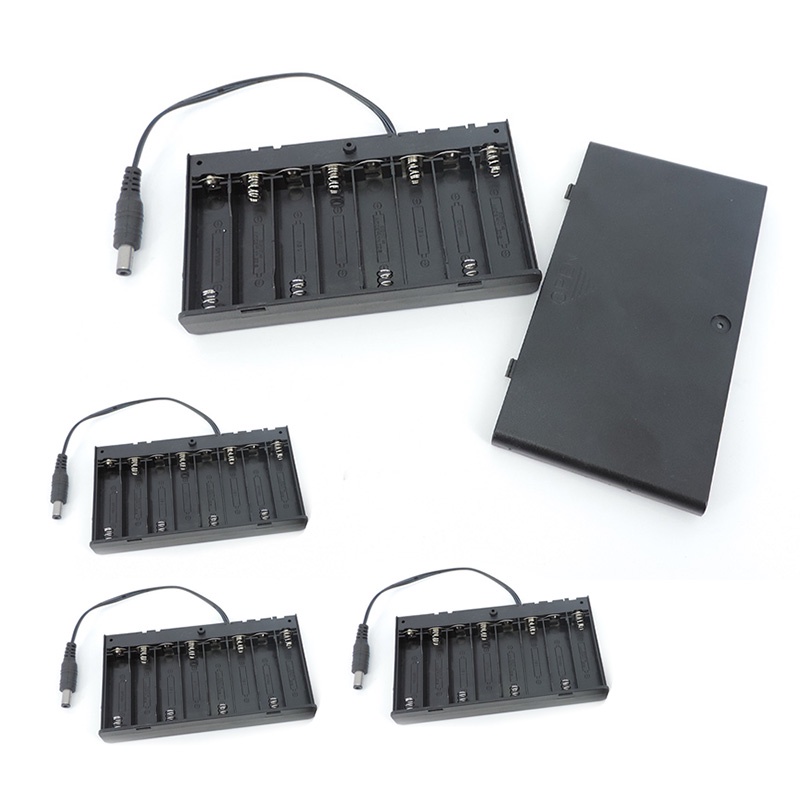 5pcs 12V 8 solt AA AA แบตเตอรี่ 1.5v 8x1.5V ผู้ถือกล่อง 8AA พร้อมสวิทช์เปิด/ปิดแบตเตอรี่ DC 5.5x2.1 