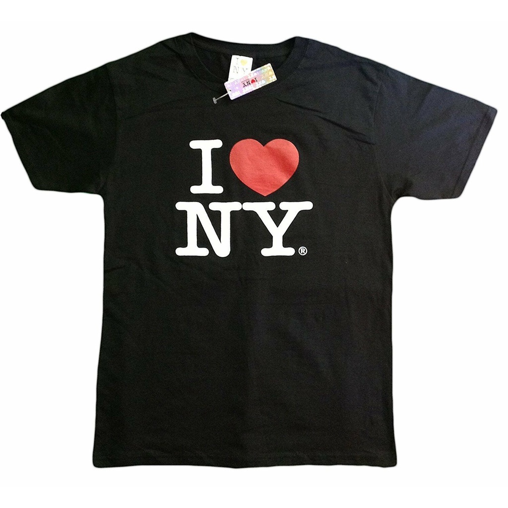 คอลูกเรือเสื้อยืดแขนสั้น พิมพ์ลาย I Love Ny I Love Ny สีดํา สําหรับผู้ชายS-5XL