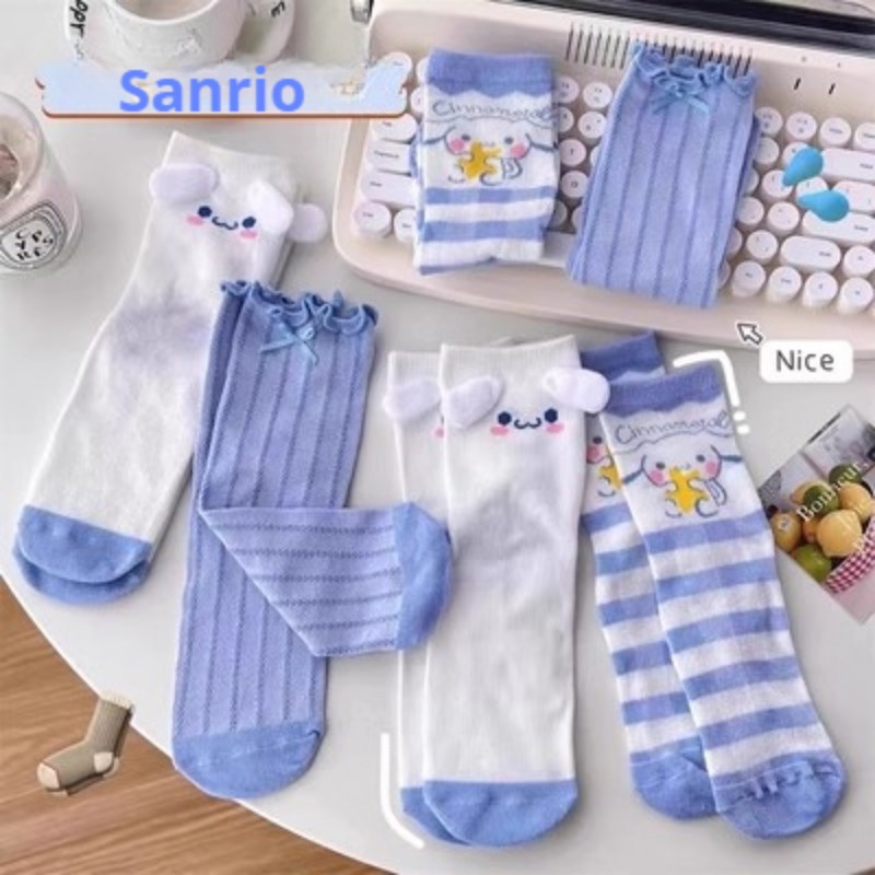 ถุงเท้า ความยาวปานกลาง ลายการ์ตูนอนิเมะ Sanrio Cinnamon น่ารัก ใส่สบาย เหมาะกับฤดูใบไม้ร่วง สําหรับเด็กผู้หญิง