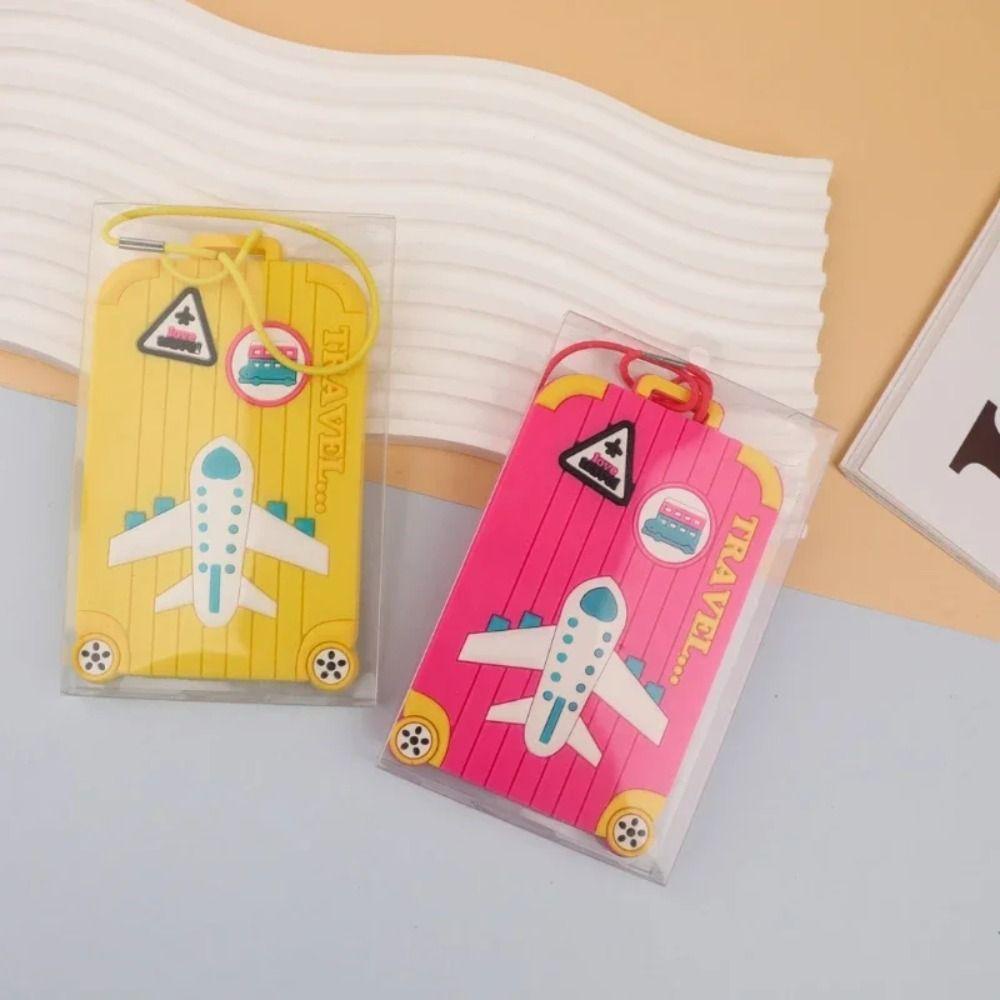 PERNEAKY แท็กกระเป๋าเดินทาง PVC, อุปกรณ์การเดินทางซิลิโคนป้องกันการสูญหาย, ที่ใส่ที่อยู่ ID แบบพกพา ป้ายเดินทาง แท็กกระเป๋าเดินทาง
