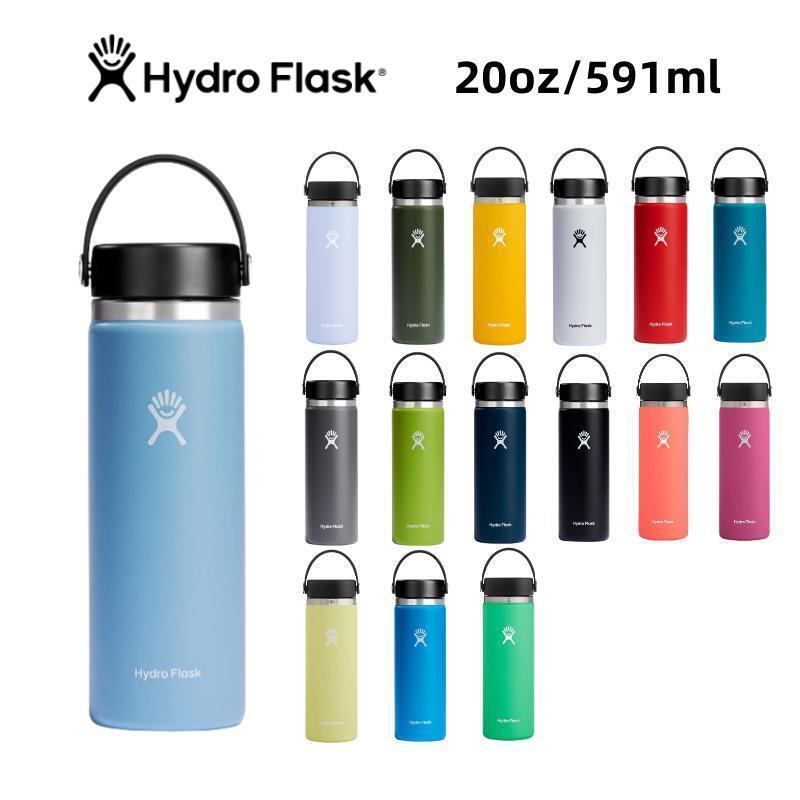 Hydro Flask ขวดน้ําสุญญากาศ สเตนเลส ปากกว้าง 20 ออนซ์ พร้อมฝาปิด ยืดหยุ่น 591 มล. สําหรับเล่นกีฬากลางแจ้ง