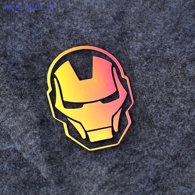 Myriadu สติกเกอร์สะท้อนแสง ลาย Iron Man Avenger กันน้ํา สีดํา สําหรับติดตกแต่งรถยนต์ รถบรรทุก รถจักรยานยนต์