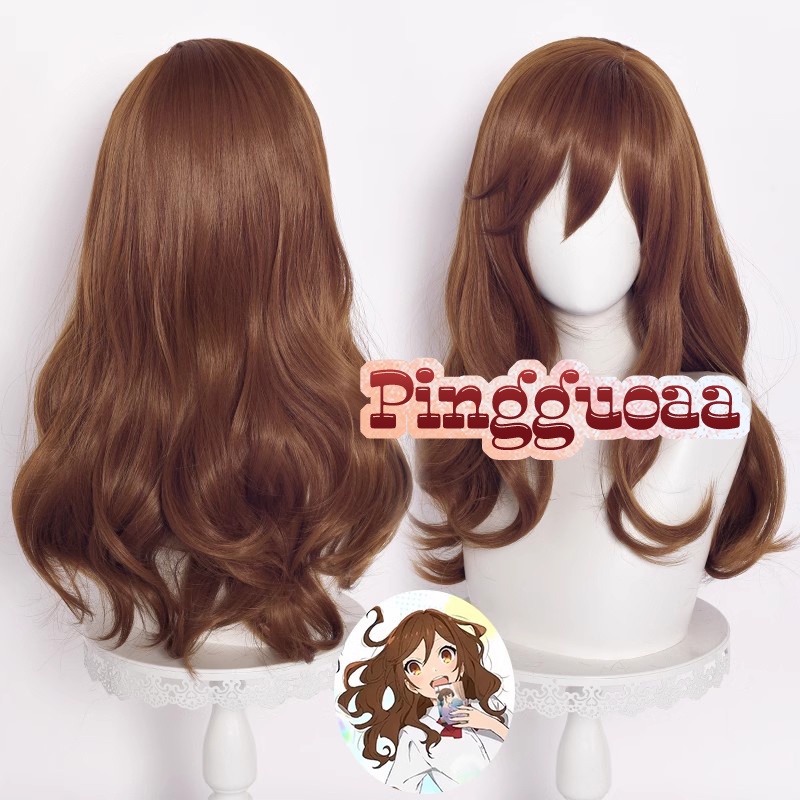 Anime Horimiya Kyoko Hori Cosplay Wig Women 60cm Long Curly Wave Brown Wigs Heat Resistant Synthetic