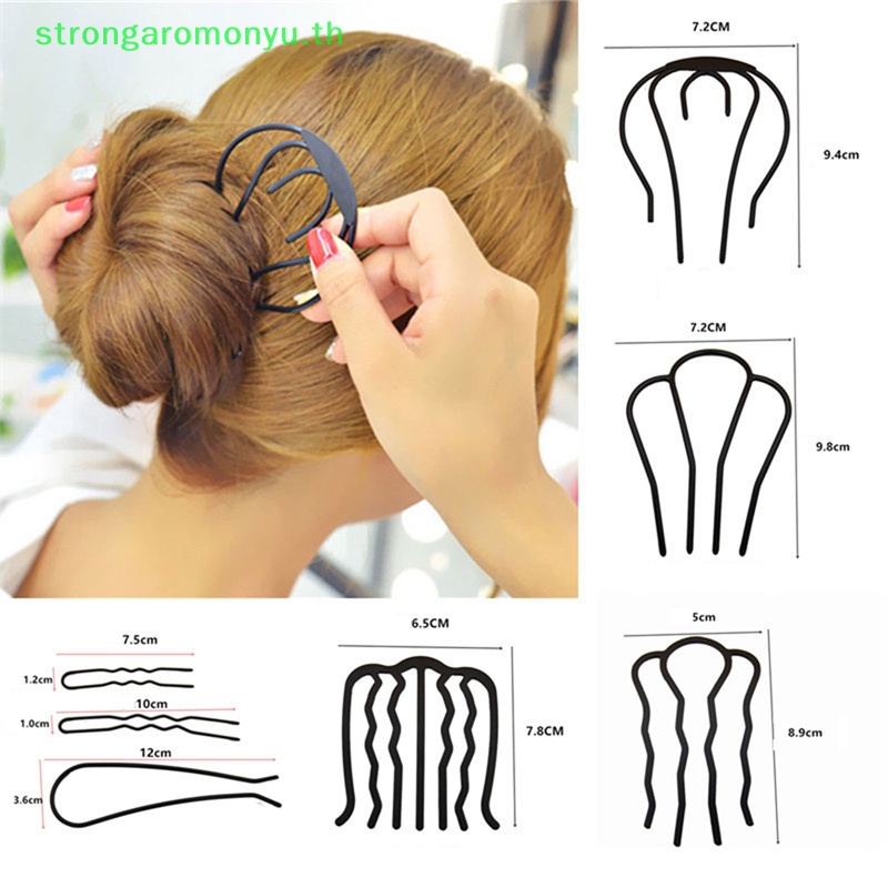Strongaromonoyu ผู ้ หญิงผมแทรกหวี Messy Bun ผม Pin โลหะ Wave Shape ผมส ้ อมสําหรับงานปาร ์ ตี ้ TH