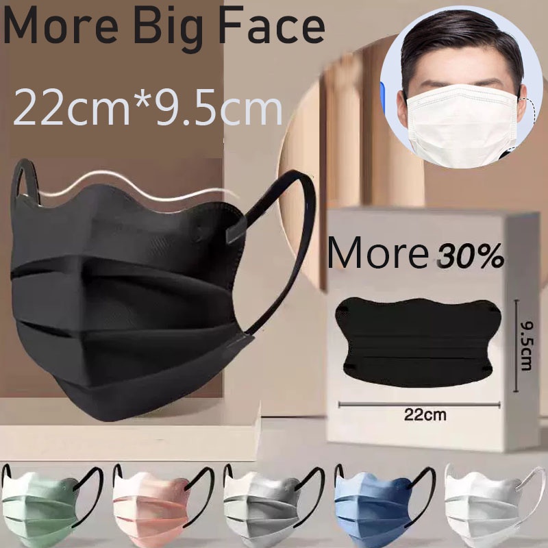 Morandi หน้ากากอนามัย 3D ขนาดใหญ่ ป้องกันสามชั้น ใส่สบาย ระบายอากาศ 1 แพ็ก 10 ชิ้น