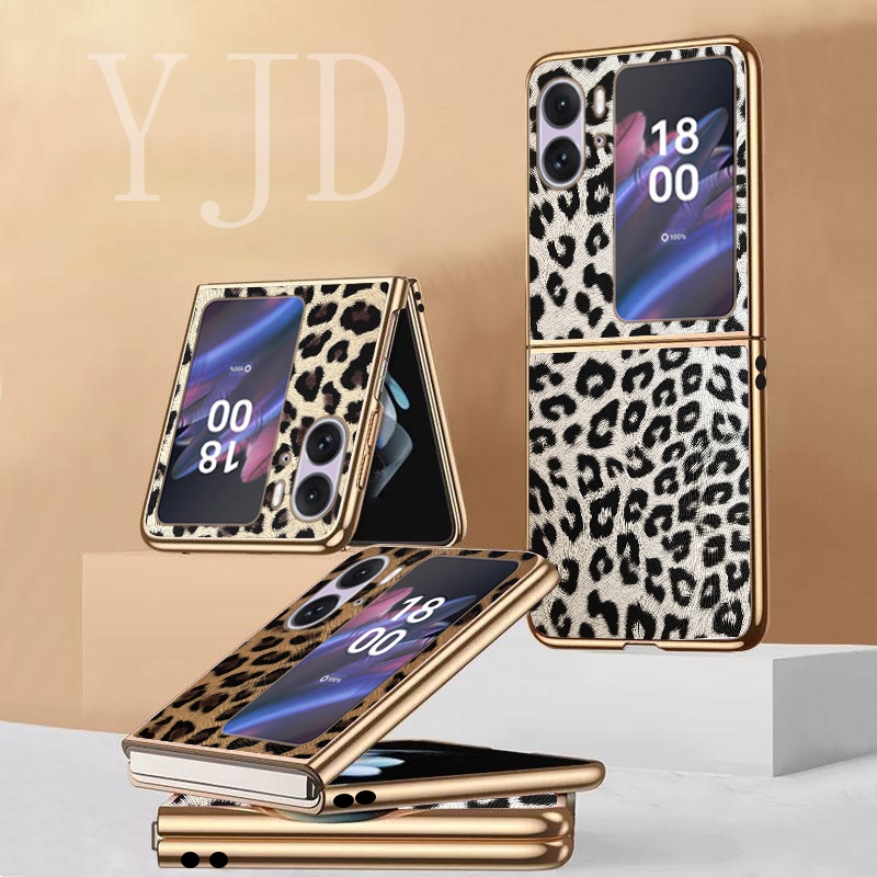 Yjd เคสโทรศัพท์มือถือหนัง กันกระแทก พิมพ์ลายเสือดาว สําหรับ OPPO Find N2 Flip