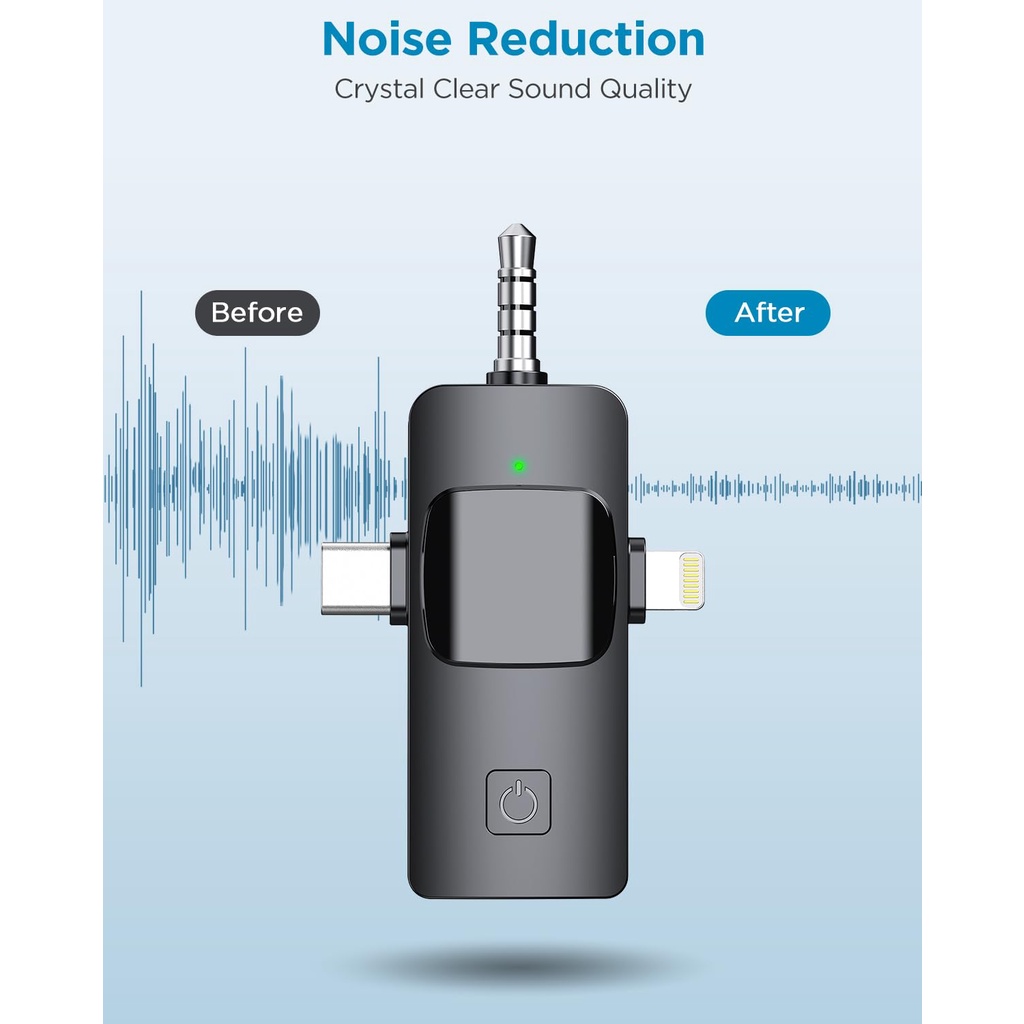 3 in 1 Wireless Microphone for Ios, Camera, Android, iPad, Mini Microphone