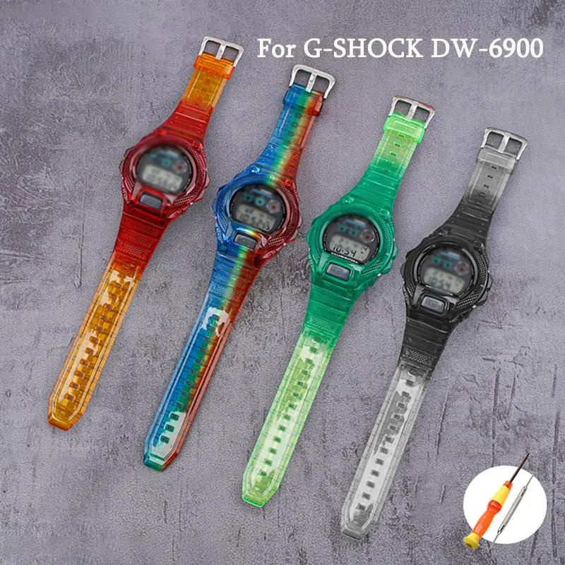 สายนาฬิกาข้อมือเรซิ่น และเคส Tpu กันน้ํา สีสันสดใส สําหรับ Casio G-SHOCK DW-6900 DW6900