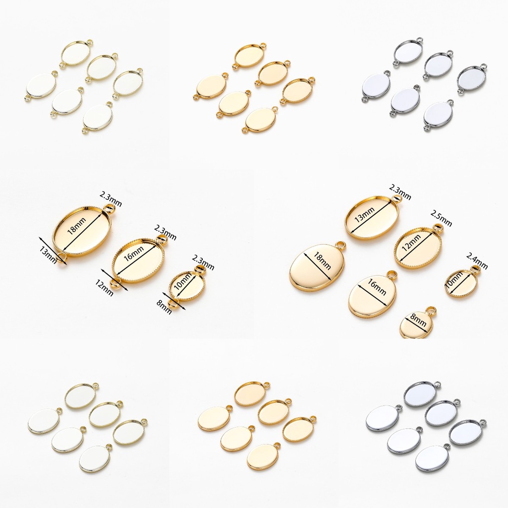 10 ชิ้น ทอง 18K ห้อยเดี่ยว ห้อยเดี่ยว รูปไข่ เครื่องประดับแฟชั่น