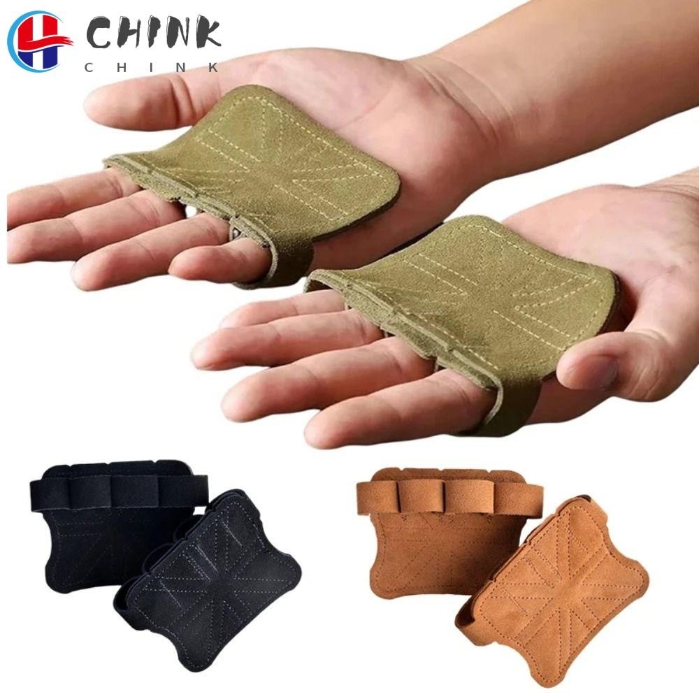 Chink ถุงมือหนังวัว แบบครึ่งนิ้ว กันลื่น 9 สี สําหรับยกน้ําหนัก 1 ชิ้น 1 คู่
