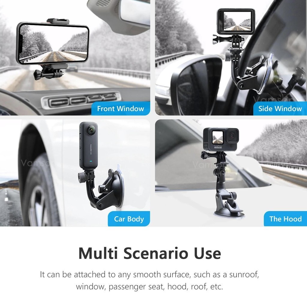Vamson อุปกรณ์เสริม เมาท์ขาตั้งกล้องแอคชั่น ติดกระจกรถยนต์ สําหรับ Insta360 X3 Go Pro Hero 11 10 9