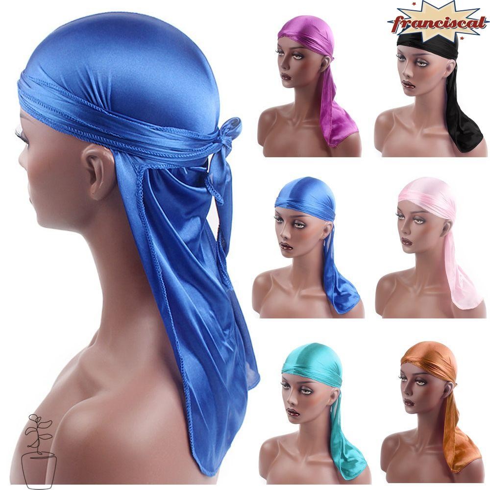 Franciscal หมวกโจรสลัด, ผ้าไหมปรับยืดหยุ่น Durag, แฟชั่น Pre-Tied โพลีเอสเตอร์ Turban Hijab ผู้ชายผู้หญิง