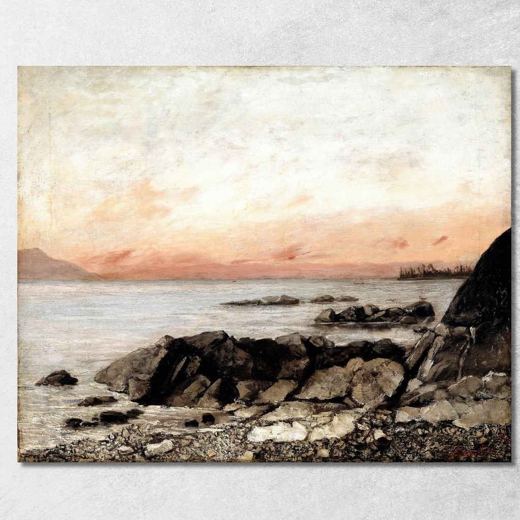 Sunset Vevey Switzerland Gustave Courbet, cg162 ภาพพิมพ์บนผ้าใบแคนวาส