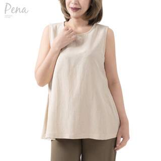 Pena house เสื้อเบลาส์ผู้หญิงคอกลม แขนกุด สีพื้น PWSS022502