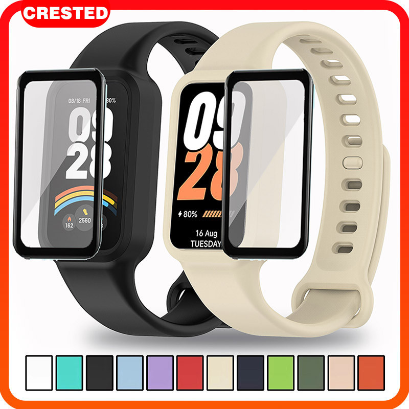 ฟิล์มกระจกนิรภัย + สายซิลิโคน for Mi Band 9 Active /Redmi Band 3 ยางป้องกันหน้าจอกีฬาสายคล้องคอสร้อยข้อมืออุปกรณ์เสริม