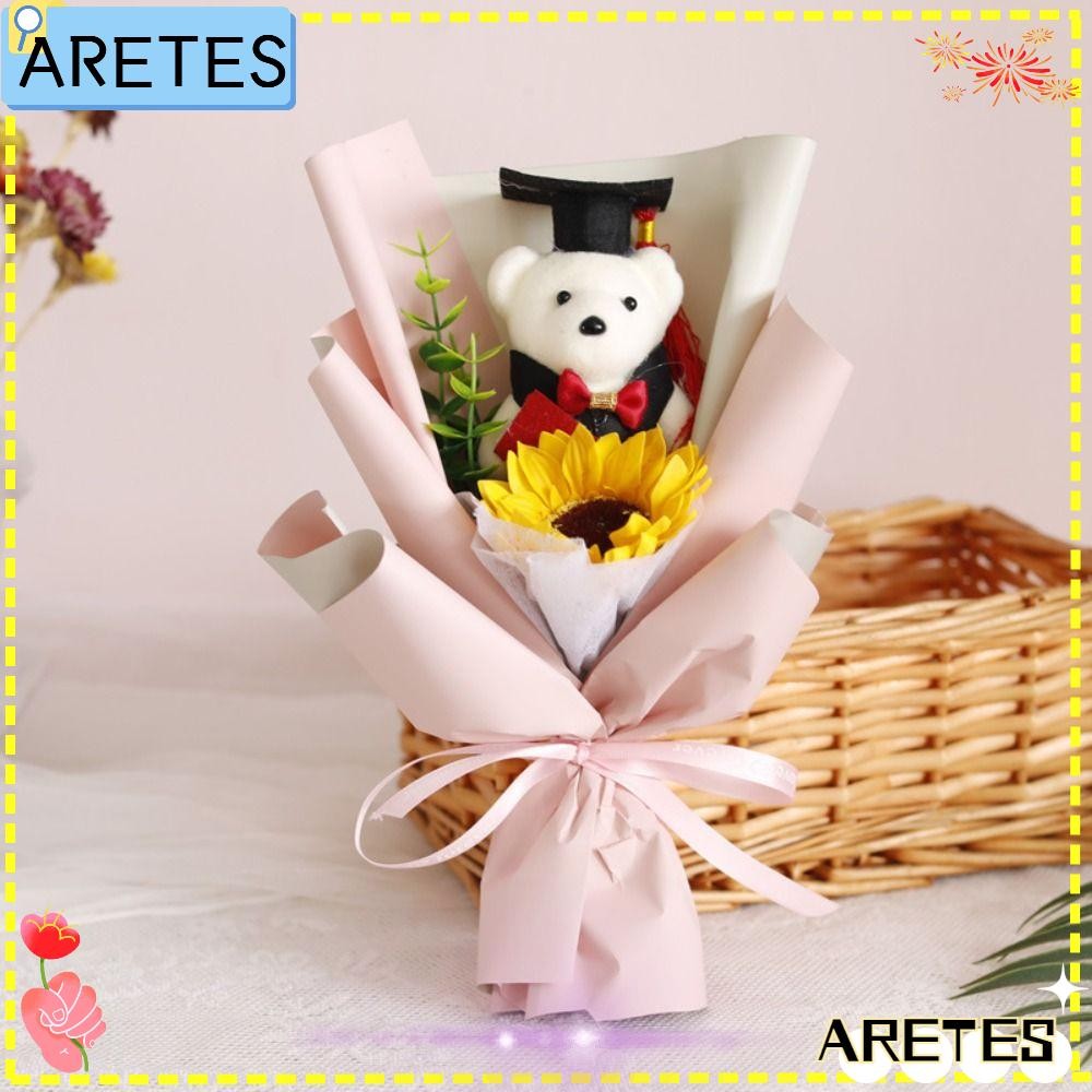 ช่อดอกไม้รับปริญญา ARETS, ของขวัญรับปริญญาดอกทานตะวันการ์ตูน, หมีที่น่าทึ่งสัตว์ของเล่นตุ๊กตาหมีน่ารักวันวาเลนไทน์