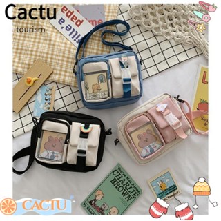 Cactu นักเรียนหญิง ผ้าใบขนาดเล็ก, พลาสติก Dacron Kawaii กระเป๋า, คุณภาพสูง สี่เหลี่ยม ผ้าใบ กระเป๋าสะพายข้าง ใส ผู้หญิง