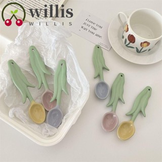 Willis ช้อนชาเซรามิค รูปดอกทิวลิป พอร์ซเลน ทําความสะอาดง่าย ทนทาน 4 ชิ้น