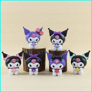 SANRIO Star3 โมเดลฟิกเกอร์โบว์ ซานริโอ้ Kuromi ของขวัญ สําหรับเด็กผู้หญิง 6 ชิ้น