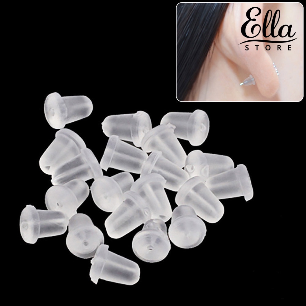 Ellastore123 จุกปิดต่างหู พลาสติกนิ่ม แบบใส ปลอดภัย 100 ชิ้น