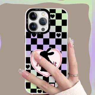 【ส่งจากไทย】เคสกันกระแทกเหมาะสำหรับiPhone 14 13 12 11ProMax X XR XSMax 8 7 Plus Creative Checkerboardกระต่ายป้องกันกรณี