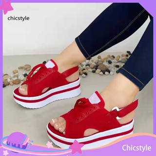 Chicstyle รองเท้าแตะลําลอง กันลื่น ปรับได้ สําหรับสตรี 1 คู่