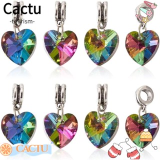 Cactu จี้แก้วคริสตัลอัลลอย รูปหัวใจ สีรุ้ง 14 มม. สไตล์ยุโรป สําหรับของขวัญแม่