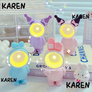 Karen โคมไฟกลางคืน LED การ์ตูน พลาสติก น่ารัก ปรับได้ สีพื้น มินิ น่ารัก ของขวัญคริสต์มาส สําหรับเด็ก