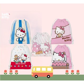 กระเป๋าหูรูด พิมพ์ลาย Hello Kitty สีชมพู สําหรับใส่เครื่องสําอางเด็กผู้หญิง