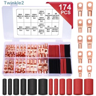 Twinkle ปลายสายเคเบิลแบตเตอรี่ ทองแดง AWG 10 8 6 4 2 10 ขนาด พร้อมท่อหดความร้อน 92 ชิ้น