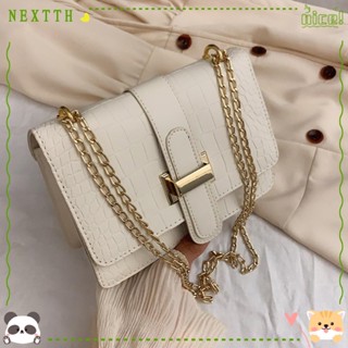 Nextth กระเป๋าสะพายไหล่ กระเป๋าเมสเซนเจอร์ หนังหิน สีพื้น สไตล์วินเทจ สําหรับผู้หญิง