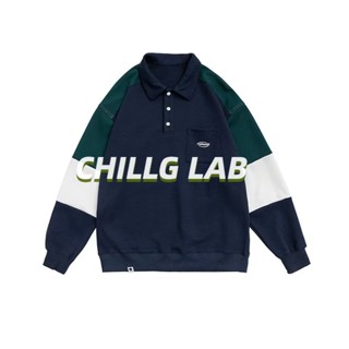 Chillg LAB เสื้อโปโลลําลอง สไตล์ญี่ปุ่น แฟชั่นฤดูใบไม้ผลิ และฤดูใบไม้ร่วง สําหรับผู้ชาย นักเรียน