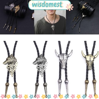 WISDOMEST ใหม่ สร้อยคอหนัง PU จี้หัววัว หมาป่า สไตล์วินเทจ สําหรับเครื่องประดับ