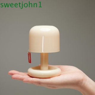 Sweetjohn โคมไฟตั้งโต๊ะ LED รูปเห็ด พระอาทิตย์ตก เรียบง่าย สร้างสรรค์ ชาร์จ USB สไตล์โมเดิร์น สําหรับตกแต่งโต๊ะ