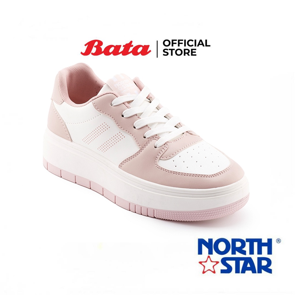 Bata บาจา by North Star รองเท้าผ้าใบแบบผูกเชือก พร้อมเทคโนโลยี Life Natural รุ่น BENNE สำหรับผู้หญิง สีขาว 5201086 สีชมพู 5205086