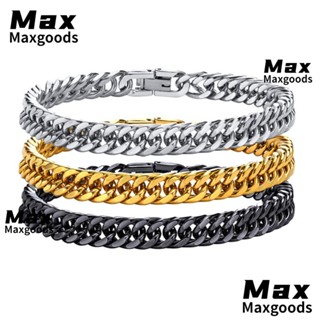 Maxg Miami Cuban สร้อยข้อมือสเตนเลส ยาว 19 ซม. 21 ซม. 8 มม. สําหรับเด็กผู้ชาย