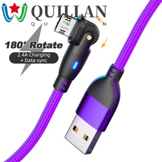 Quillan 180 ° สายเคเบิลข้อมูลข้อศอก หมุนได้ 180 องศา Type C ประสิทธิภาพสูง Micro Type C IOS 180 ° อุปกรณ์ชาร์จโทรศัพท์มือถือ หมุนได้ 3A 5A