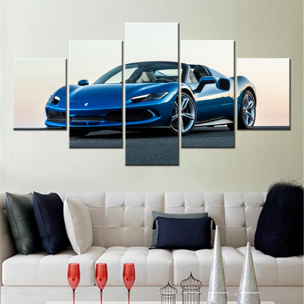 5 แผงผ้าใบ Wall Arts โมเดิร์นตกแต่งบ้านรถยนต์-Ferrari 296 GTS วอลล์เปเปอร์โปสเตอร์ภาพจิตรกรรมและพิมพ