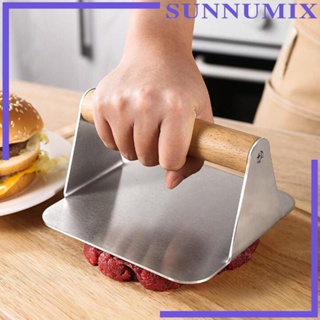 [Sunnimix] อุปกรณ์กดเนื้อแฮมเบอร์เกอร์ สเตนเลส ด้ามจับไม้ สําหรับทําสเต็ก บาร์บีคิว