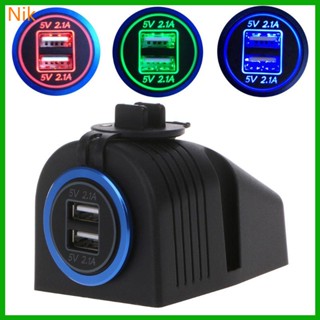 ฐานอะแดปเตอร์ชาร์จ 12V 24V เป็น 5V 2 1A Dual USB สําหรับรถยนต์ รถบรรทุก