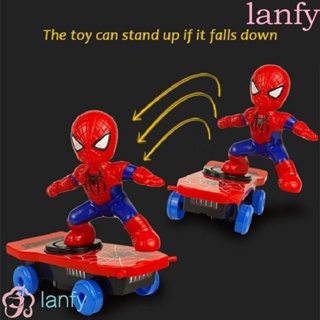 Lanfy ของเล่นฟิกเกอร์สไปเดอร์แมน สกูตเตอร์ไฟฟ้า อัตโนมัติ ของขวัญวันเกิด สําหรับเด็กผู้ชาย