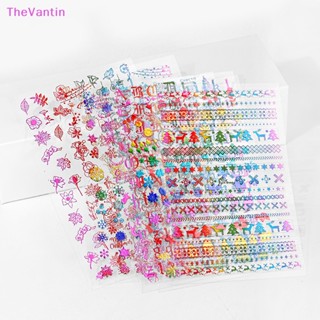 Thevantin สติกเกอร์เลเซอร์ ลายคริสต์มาส มีกาวในตัว สําหรับติดตกแต่งเล็บ 1 แผ่น