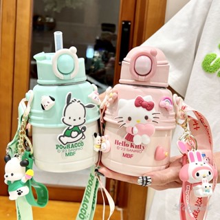 ✿ Kawaii Sanrio ถ้วยฉนวนกันความร้อน 316 ถ้วยสูญญากาศสแตนเลส Cinnamoroll Pochacco ขวดน้ำมูลค่าสูงถ้วยฟาง Kawaii ของขวัญ