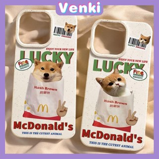 VENKI - เข้ากันได้สำหรับ เคสไอโฟน เคสไอโฟน11 เคส iphone 11 กรณีเป็นมิตรกับสิ่งแวดล้อมย่อยสลายได้สีขาวกรณีกันกระแทกกระเป๋าน่ารักลูกสุนัขลูกแมวสีเขียวภาษาอังกฤษเข้ากันได้กับ iPhone 14 PRO MAX 13 PRO MAX 12 11Pro MAX XR XS