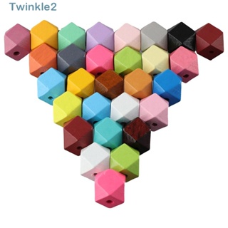 Twinkle ลูกปัดไม้ รูปหลายเหลี่ยม รู 4 มม. 20 มม. สําหรับทําเครื่องประดับ DIY