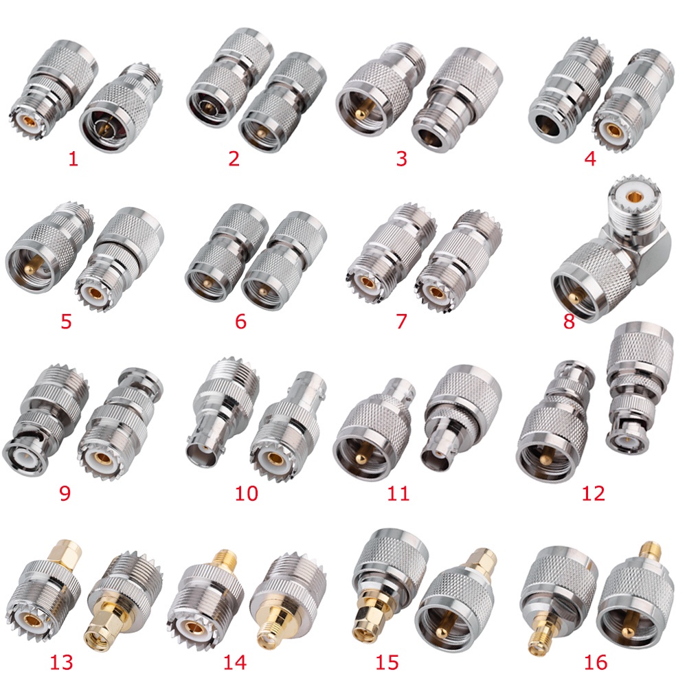 อะแดปเตอร์เชื่อมต่อ PL259 SO239 UHF to N UHF BNC SMA Male Plug 1 ชิ้น & อะแดปเตอร์แปลงโคแอกเชียล RF 