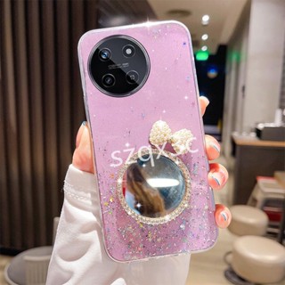 ใหม่ พร้อมส่ง เคสโทรศัพท์มือถือ ซิลิโคนนิ่ม TPU ปิดด้านหลัง ลายโบว์น่ารัก 3D ระยิบระยับ สําหรับ Realme11 NFC C51 C53 4G Realme 11 Pro+ Pro 5G