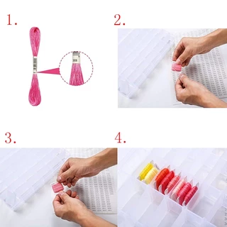 กล่องพลาสติกใส 24 ช่อง สําหรับใส่จัดเก็บอุปกรณ์เย็บปักถักร้อย ครอสติช DIY