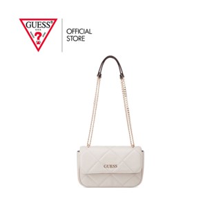 GUESS กระเป๋าสะพายผู้หญิง รุ่น FG903412 QUINCEY CROSSBODY FLAP สีขาว