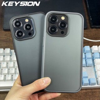 Keysion เคสโทรศัพท์มือถือ ซิลิโคน PC ใส ผิวด้าน กันกระแทก สําหรับ iPhone 15 Pro Max 15 Ultra 15 Plus 14 Pro Max